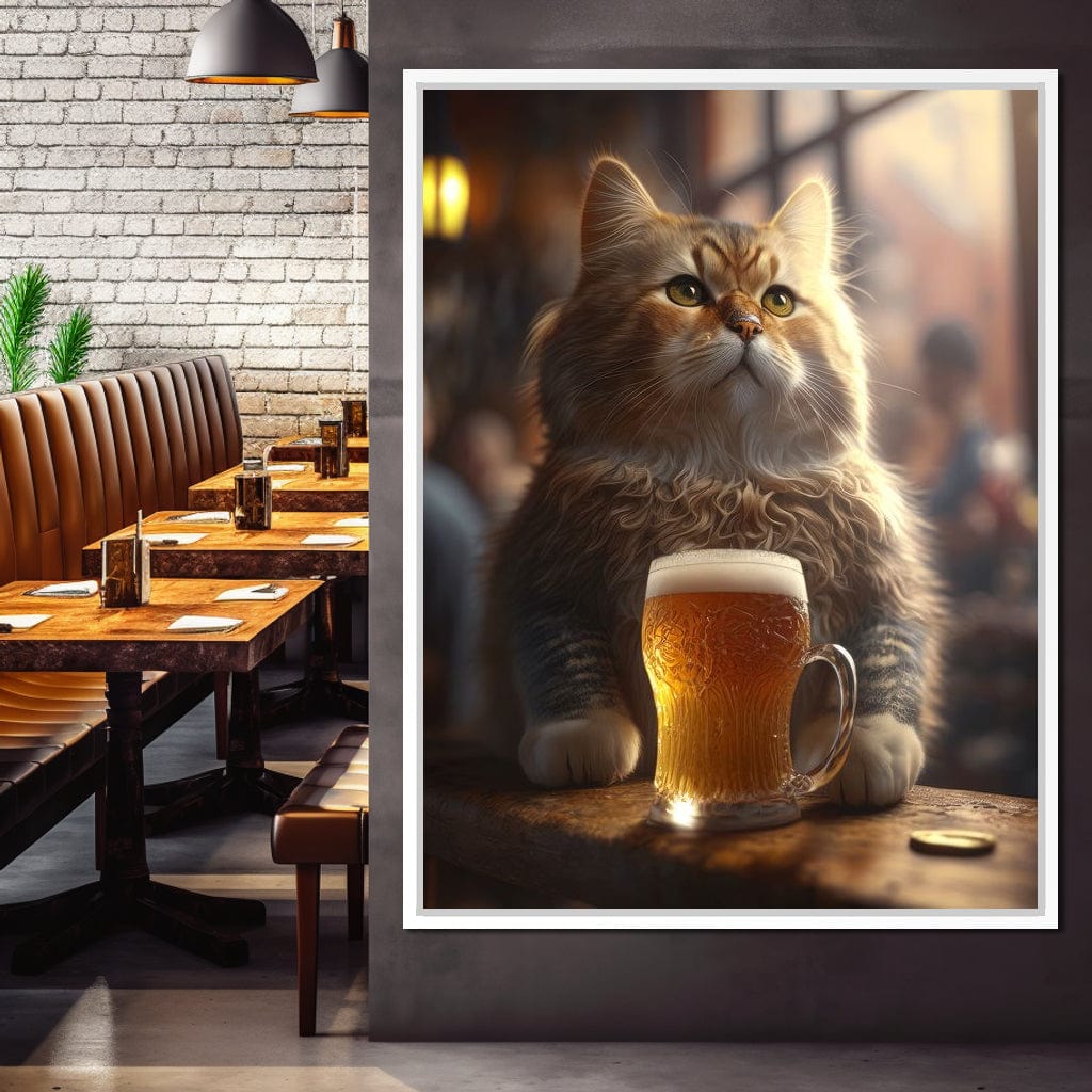 Cat Beer Canvas Wall Art
