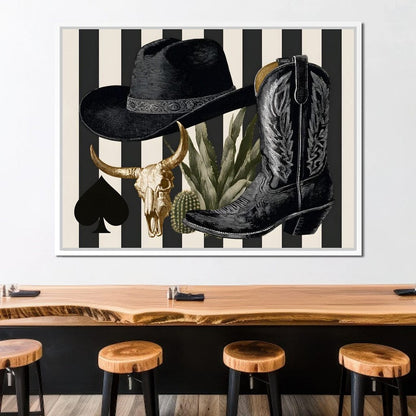 Cowboy Boot Hat Skull Cactus Canvas Wall Art