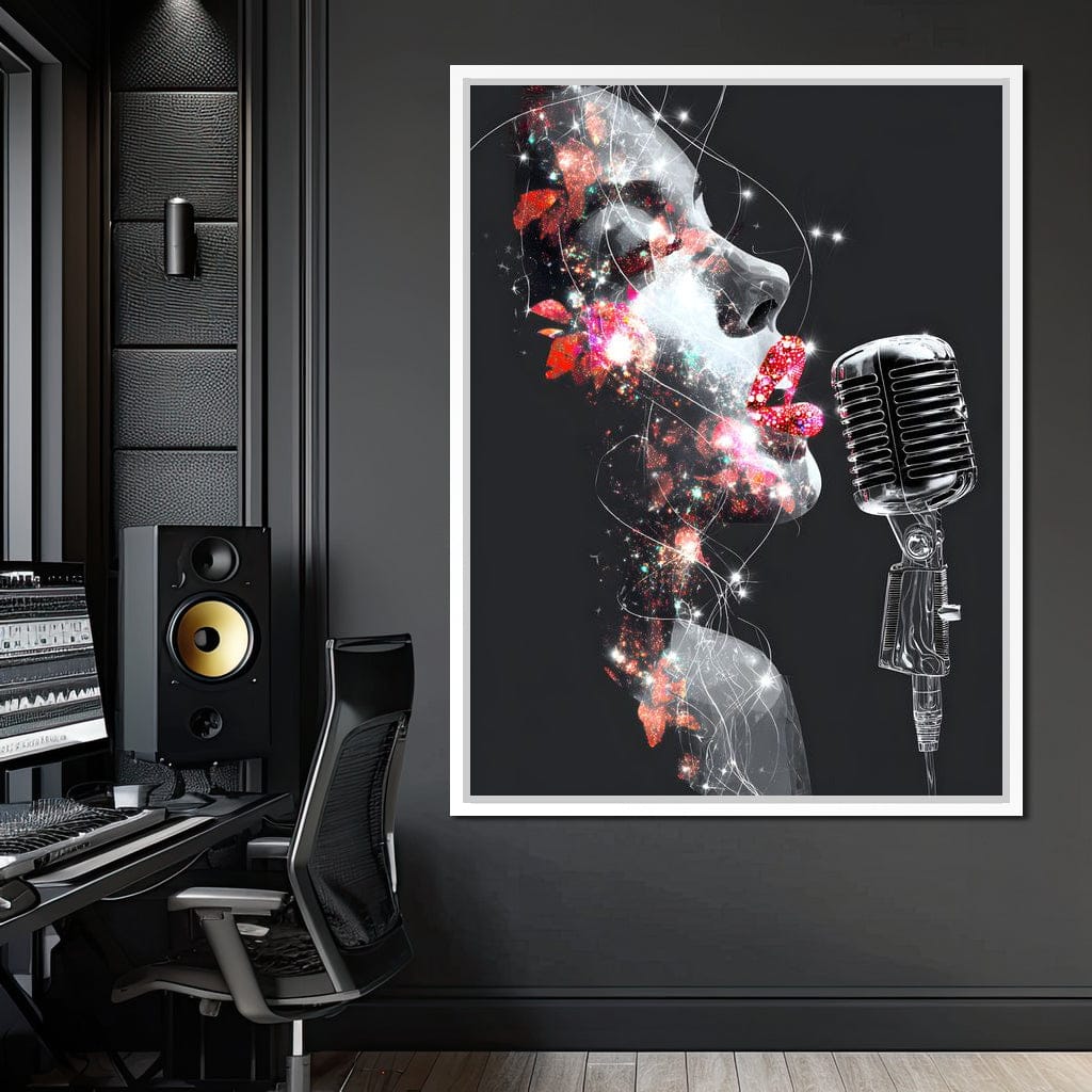 Cosmic Vocalist Neon Kiss Canvas Wall Art