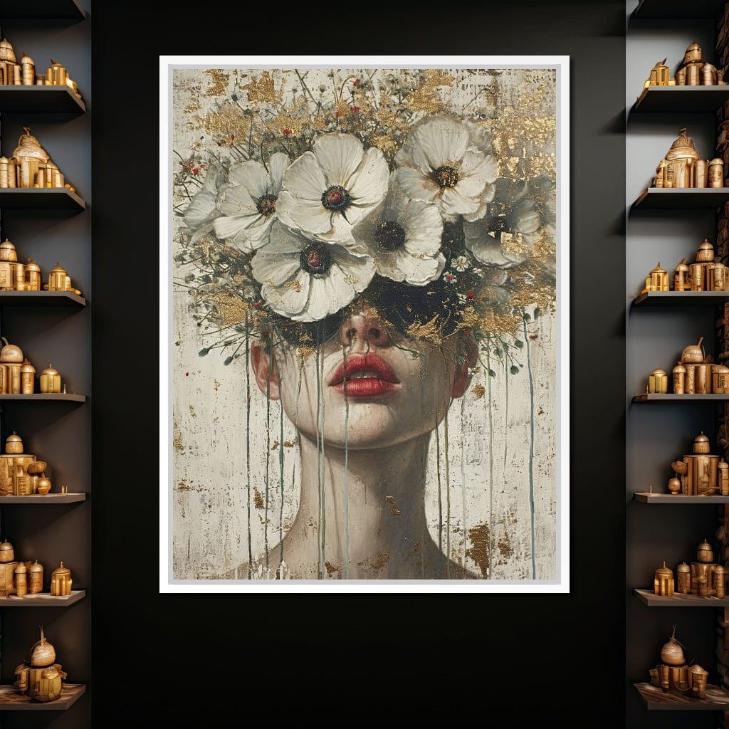 Golden Petal Masquerade Canvas Wall Art