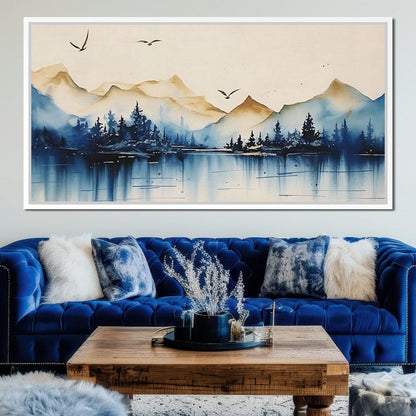 Calm Mountain Lake Sunrise Canvas Wall Art