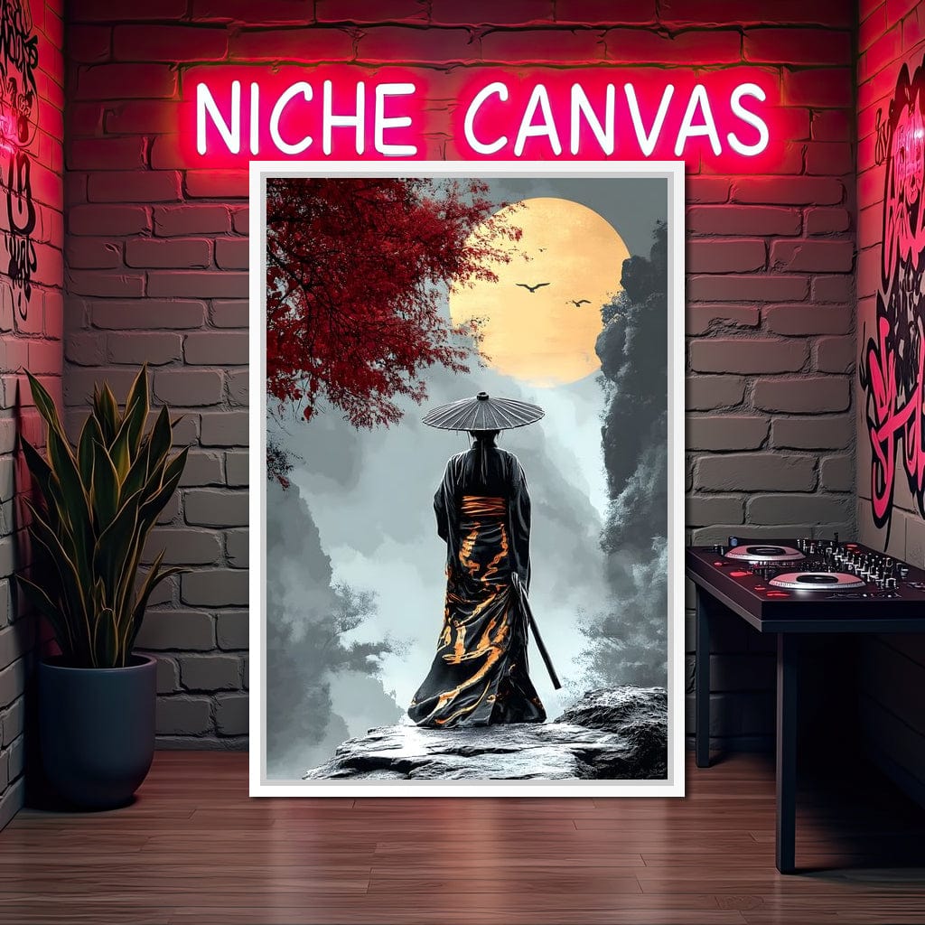 Samurai Moonlight Reverie Canvas Wall Art