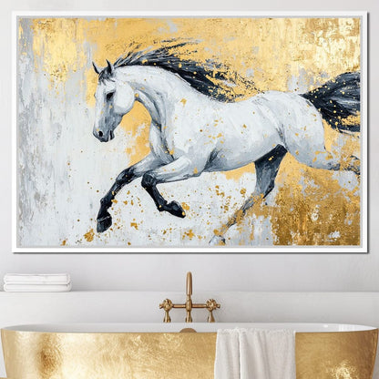Golden Freedom Gallop Canvas Wall Art