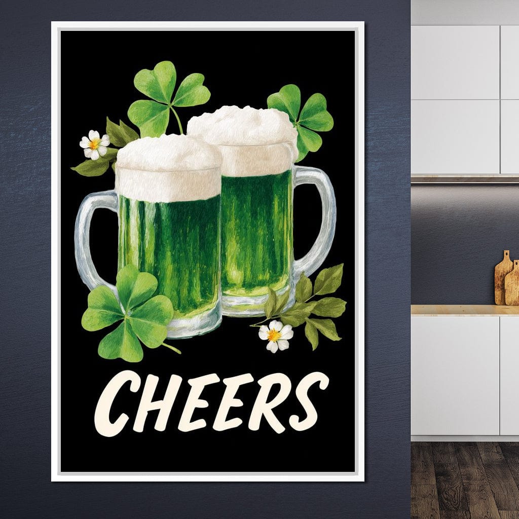 Lucky Clover Beer Cheers Canvas Wall Art