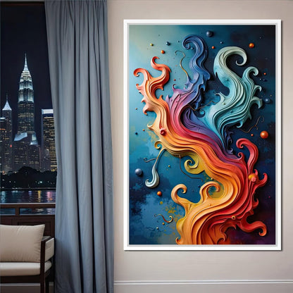 Flowing Rainbow Abstract Canvas Wall Art