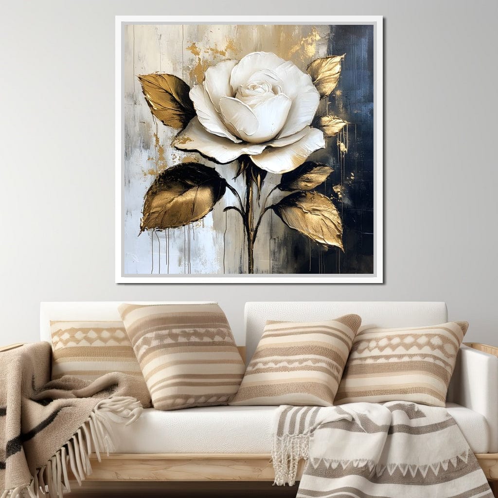 Golden Petals Against Contrast Canvas Wall Art