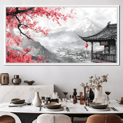 Cherry Blossom Landscape Canvas Wall Art