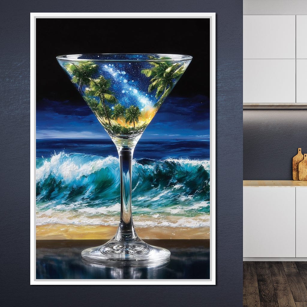 Cosmic Cocktail Island Night Canvas Wall Art