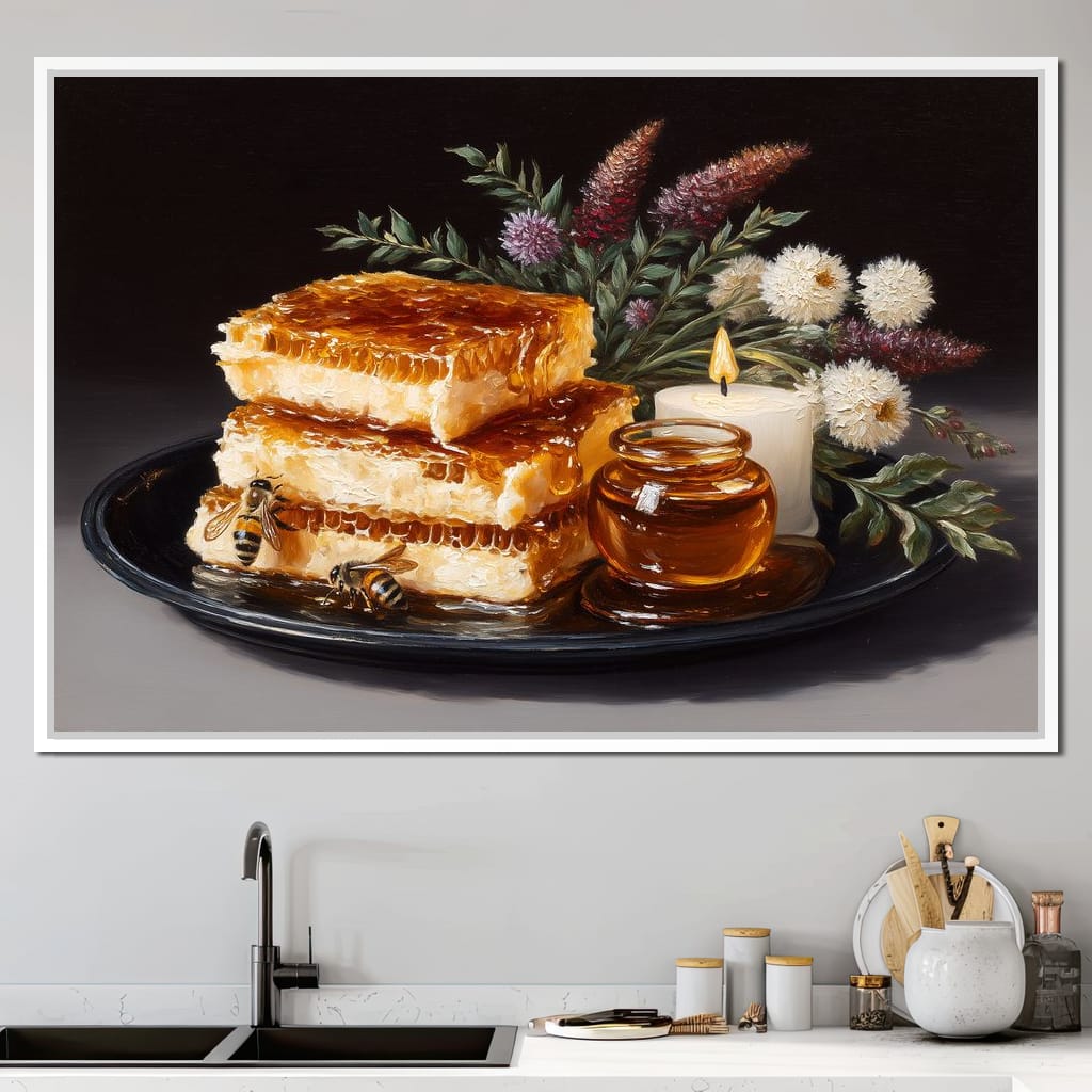 Golden Honeycombs Canvas Wall Art