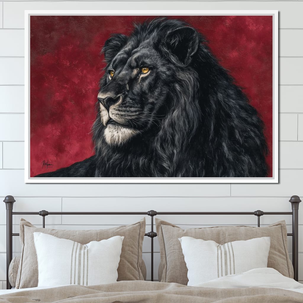 Midnight King Black Lion Portrait Canvas Wall Art