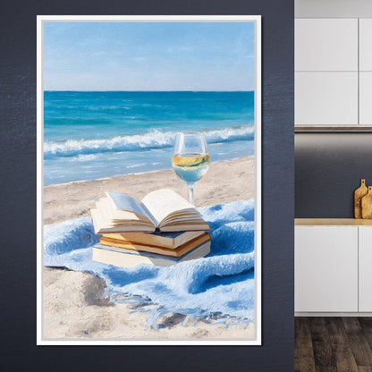 Seaside Pages and Chardonnay Bliss Canvas Wall Art