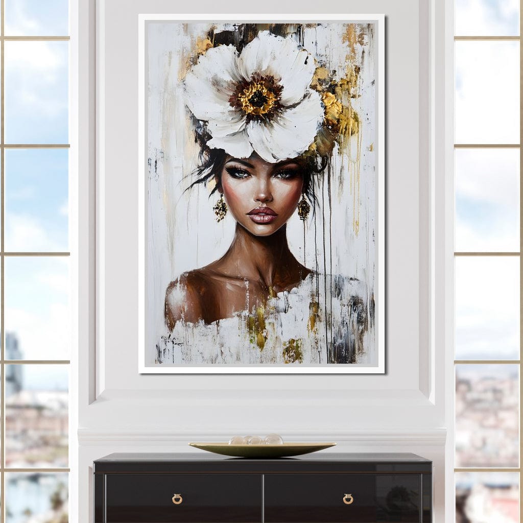 Golden Petal Elegance Canvas Wall Art