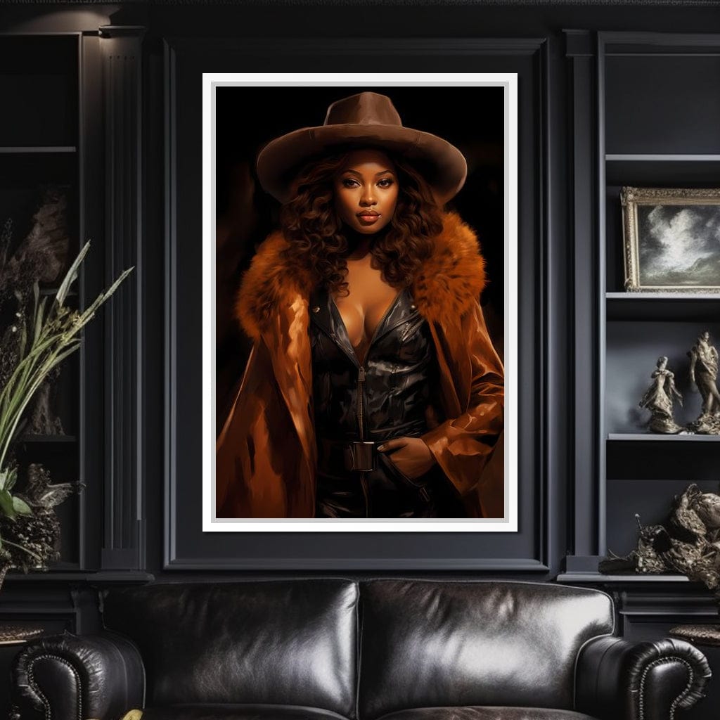 African Woman in Brown Fur Canvas Wall Art