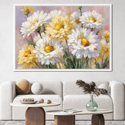 Golden Daisy Garden Glow Canvas Wall Art