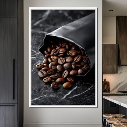 Dark Roast Coffee Bean Spill Canvas Wall Art