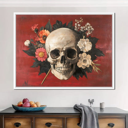 Skull and Floral Reverie Canvas Wall Art