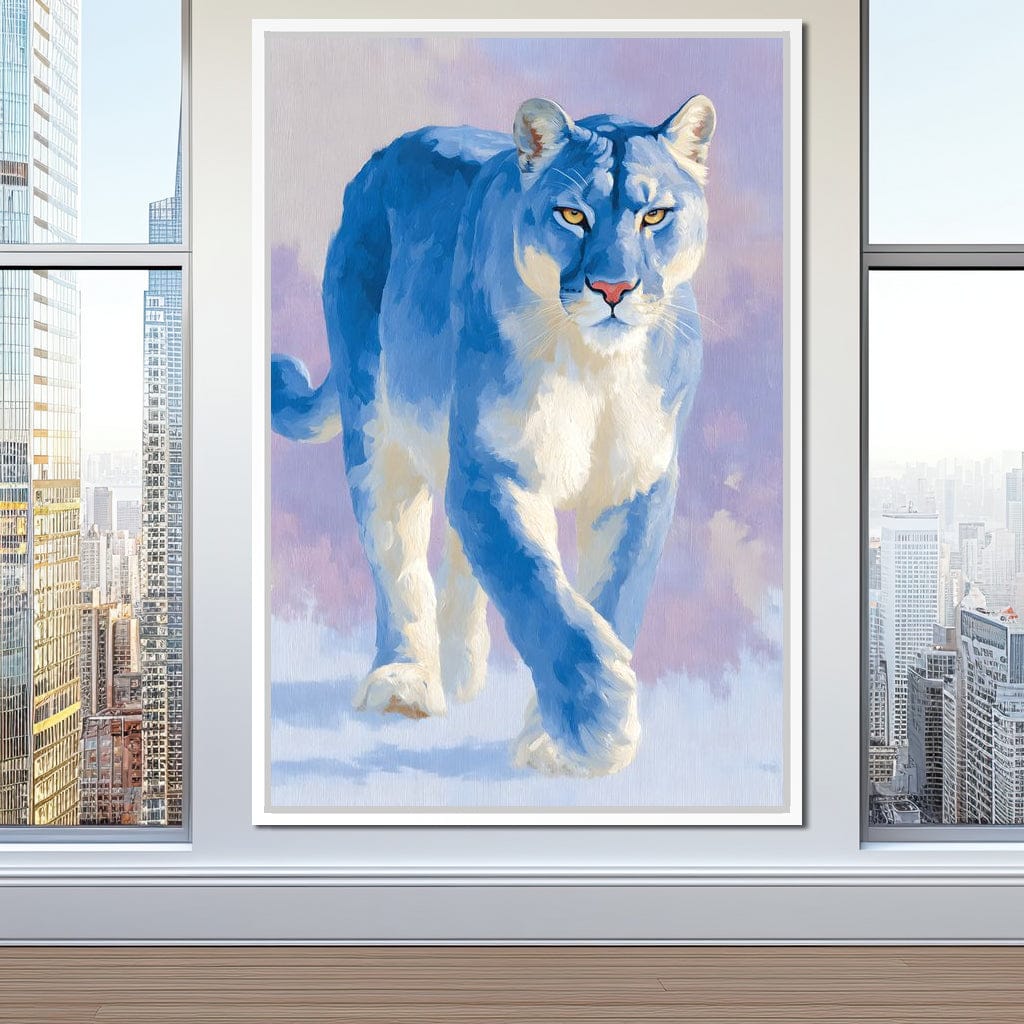 Silent Snow Puma Stroll Canvas Wall Art