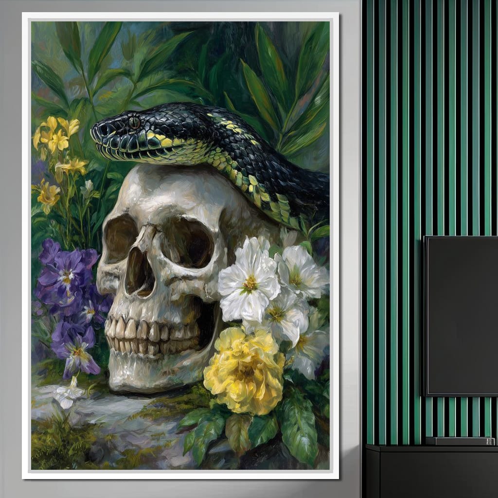 Serpent Crowned Skull Garden Canvas Wall Art