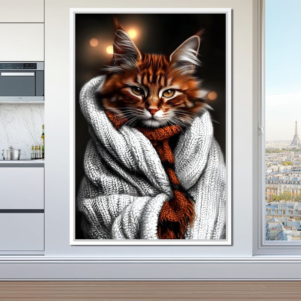 Warm Feline Elegance Wrapped Canvas Wall Art