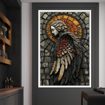 Ethereal Angel Guardian Mosaic Canvas Wall Art