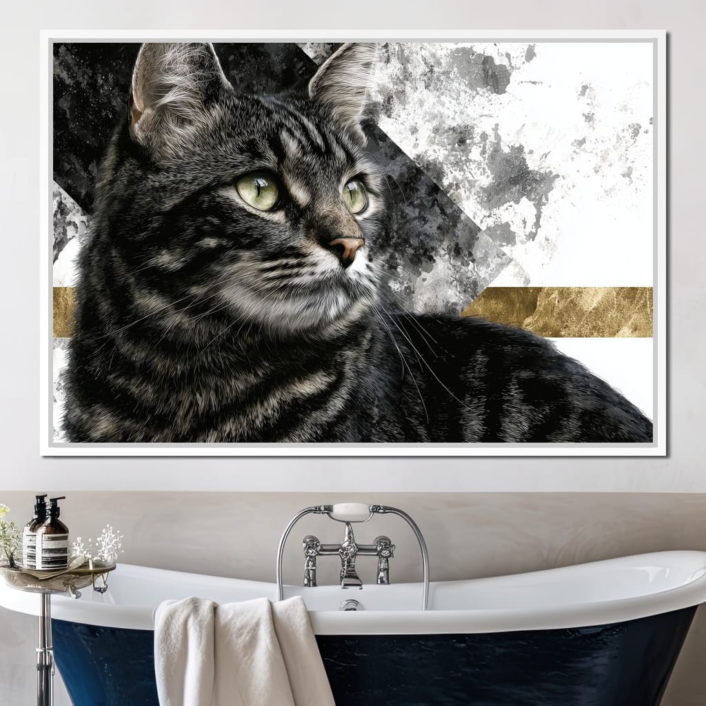 Golden Band Tabby Cat Portrait Canvas Wall Art