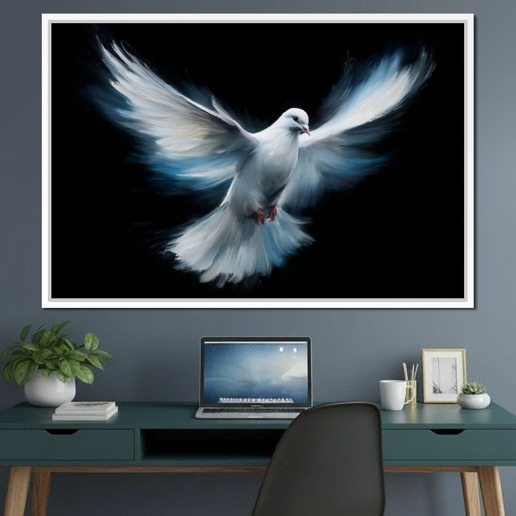 Ascending White Wing Motion Canvas Wall Art