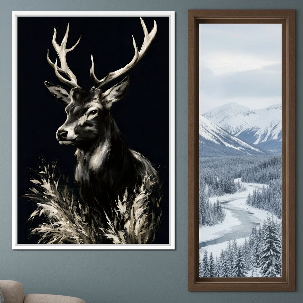 Silent Guardian of the Winter Grass Canvas Wall Art