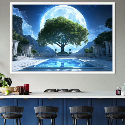 Lunar Reflection Sanctuary Canvas Wall Art