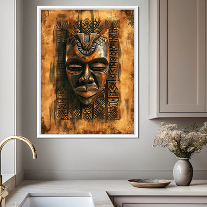 Ancient Tribal Mask Design Canvas Wall Art