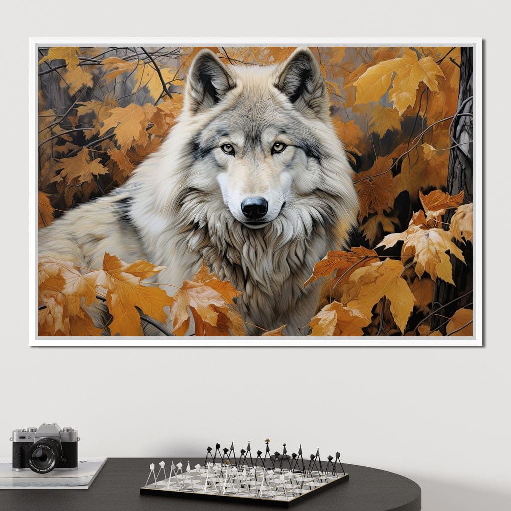 Autumnal Arctic Wolf Canvas Wall Art