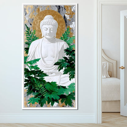 Golden Halo Buddha Garden Canvas Wall Art