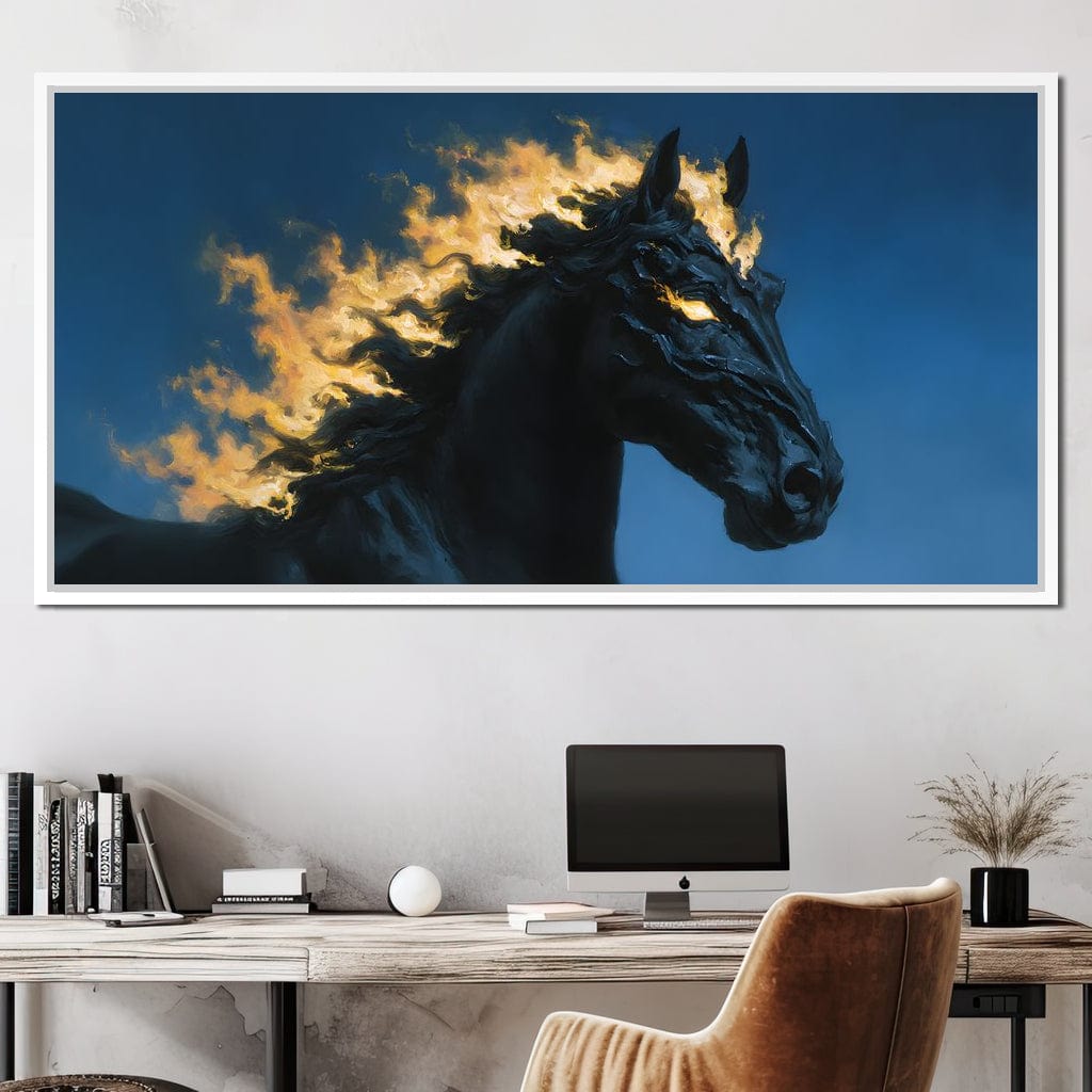 Fiery Night Stallion Spirit Canvas Wall Art