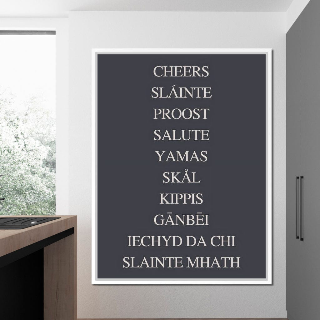 Global Cheers Multilingual Toast Canvas Wall Art