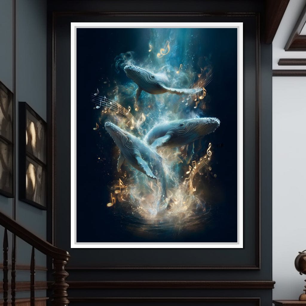 Melodic Tides of Dancing Whales Canvas Wall Art