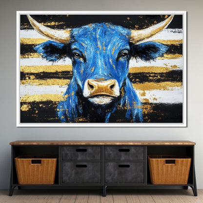 Bull Cobalt Resilience Canvas Wall Art