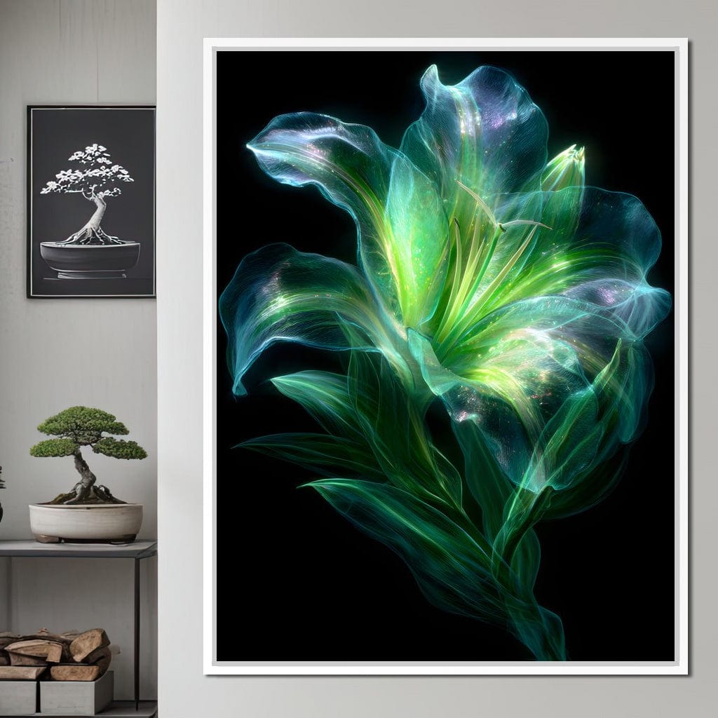 Radiant Emerald Flora Pulse Canvas Wall Art