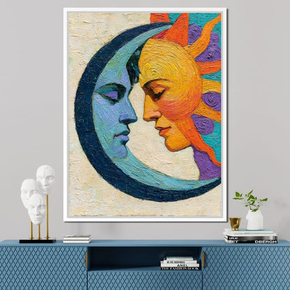 Celestial Lovers Meeting Across Time Canvas Wall Art