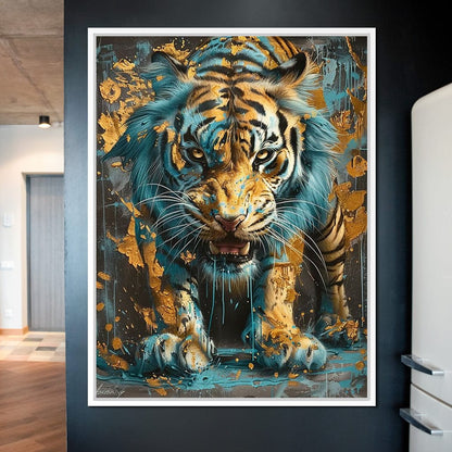 Majestic Radiance of a Golden Tiger Canvas Wall Art