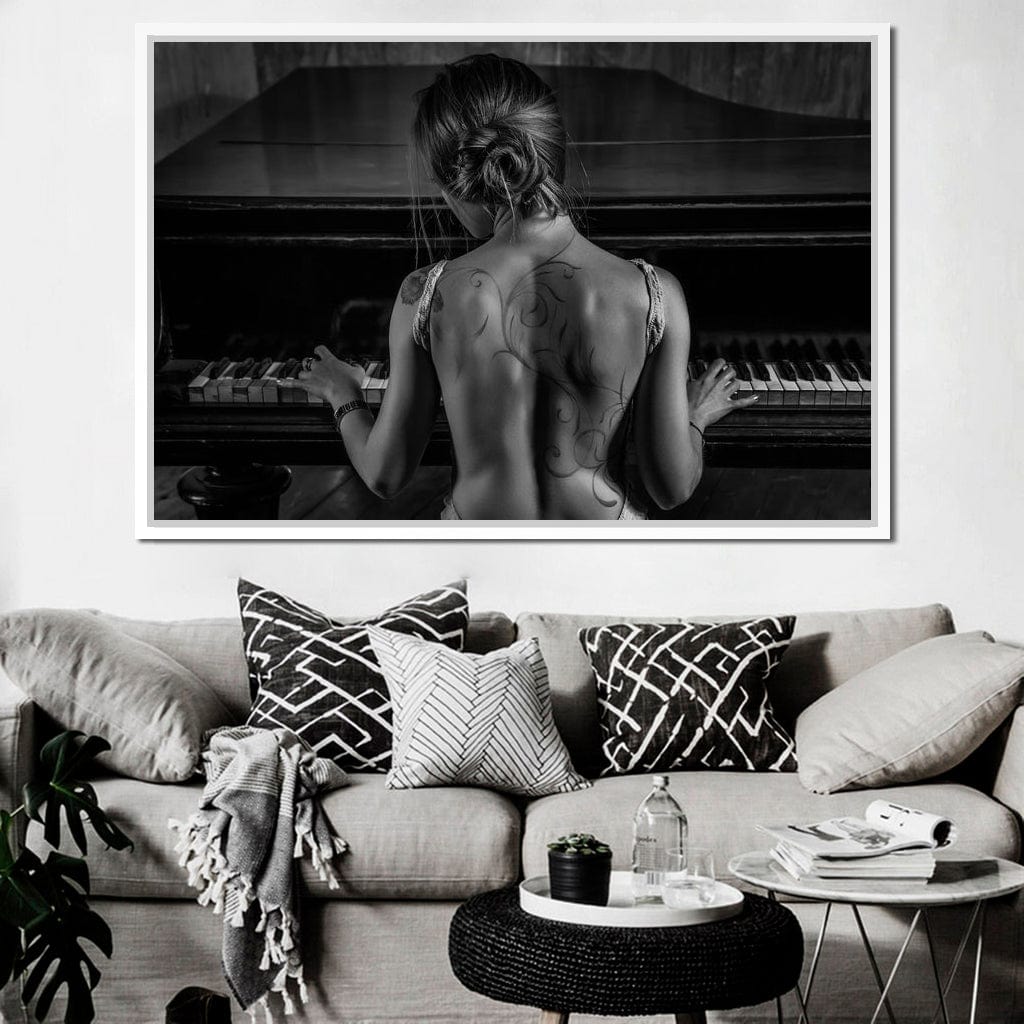 Young Woman Playing Piano Canvas Wall Art