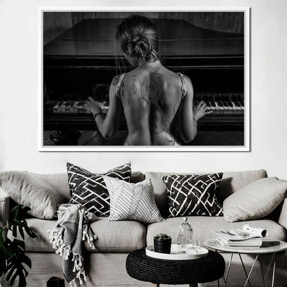 Young Woman Playing Piano Canvas Wall Art