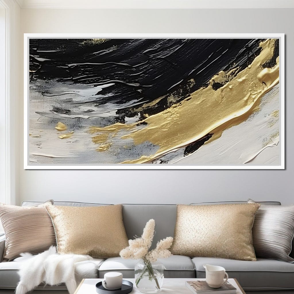Golden Current Abstract Landscape Canvas Wall Art
