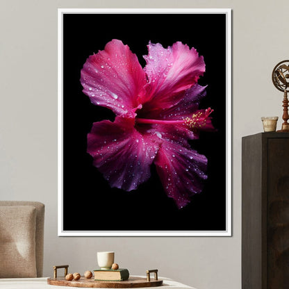 Rainkissed Pink Hibiscus Petals Canvas Wall Art