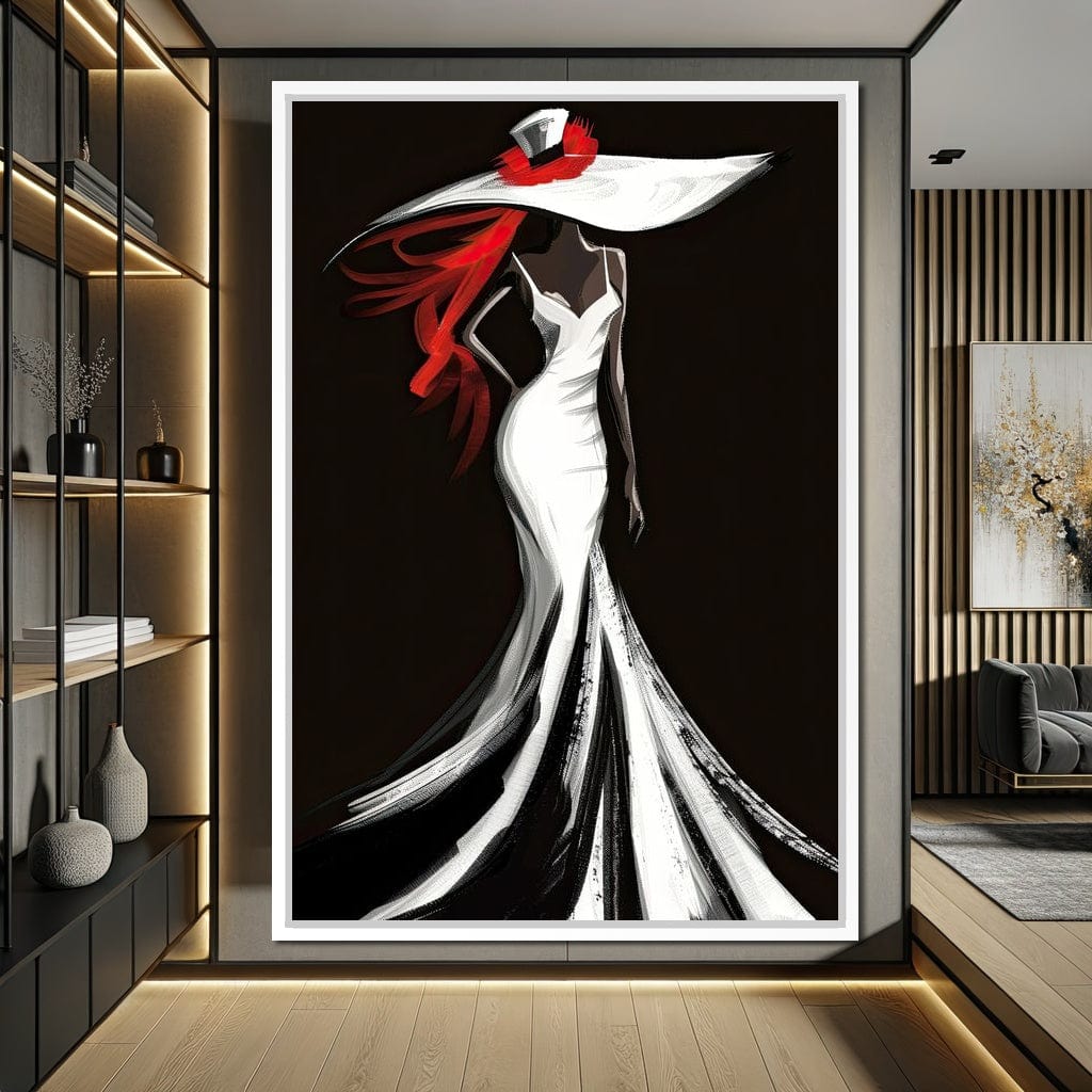 The White Dress - Sable Elegance with Flare Canvas Wall Art