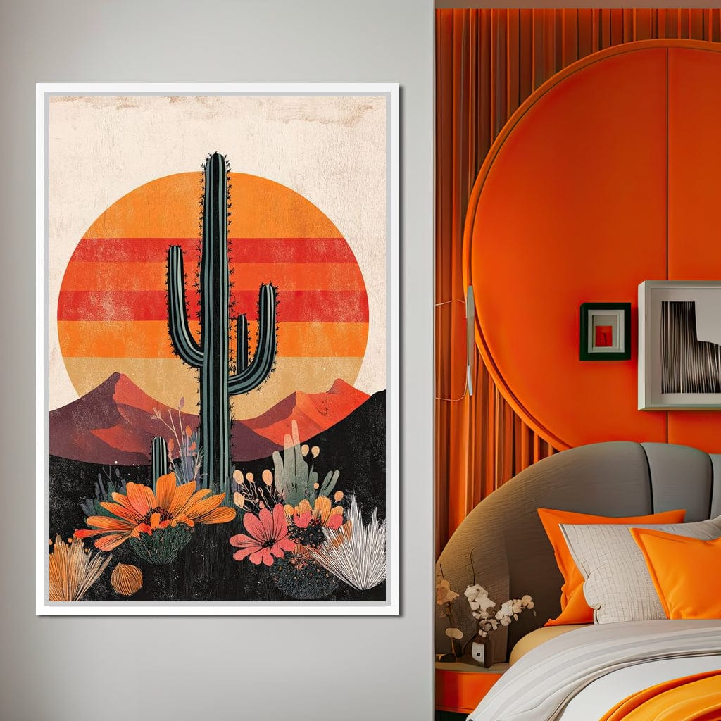 Desert Blooming Cactus Radiance Canvas Wall Art