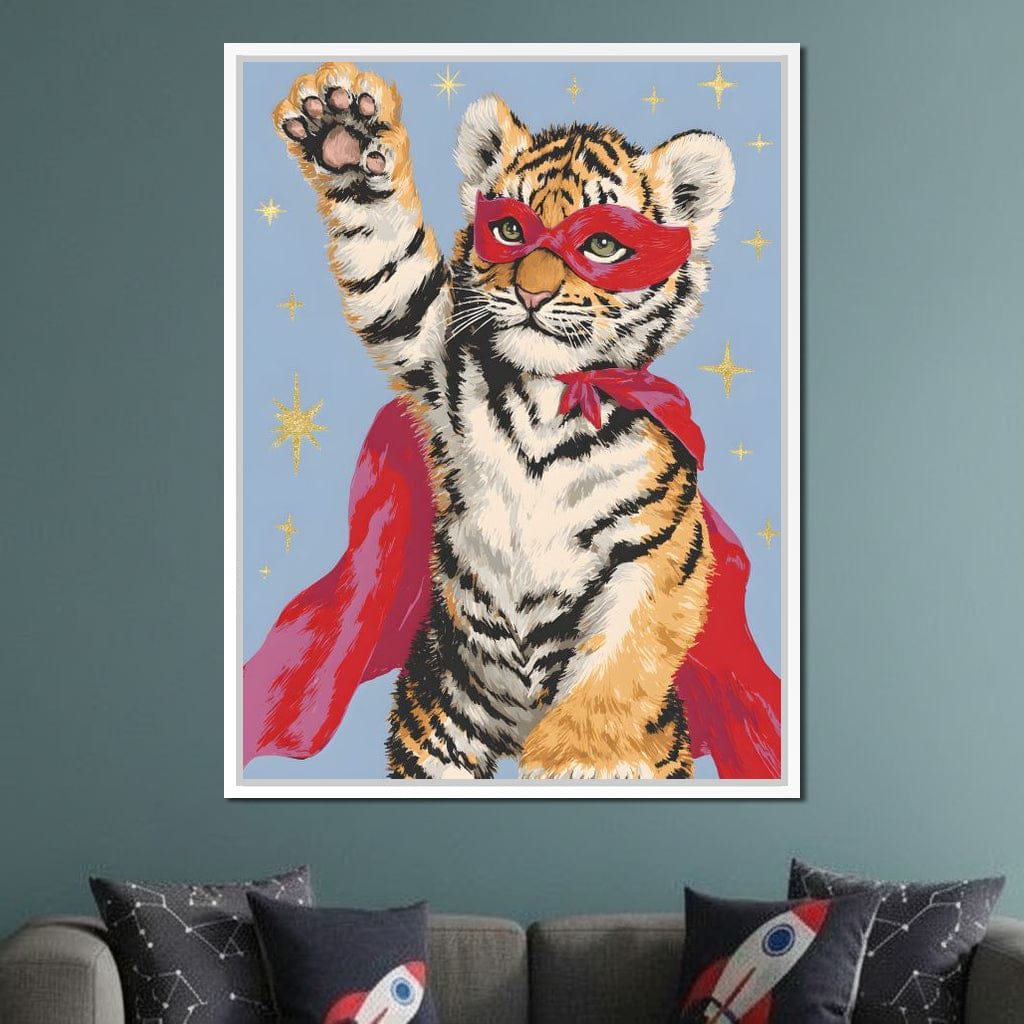 Superhero Tiger Cub Rising Canvas Wall Art