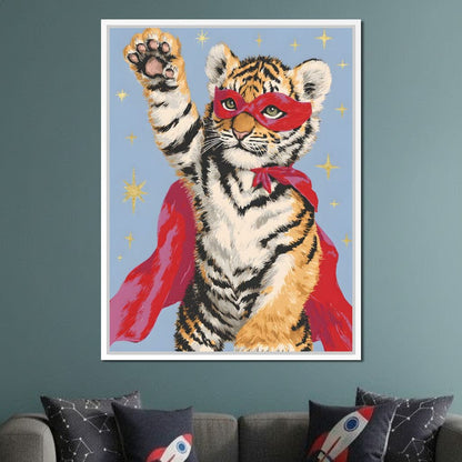 Superhero Tiger Cub Rising Canvas Wall Art