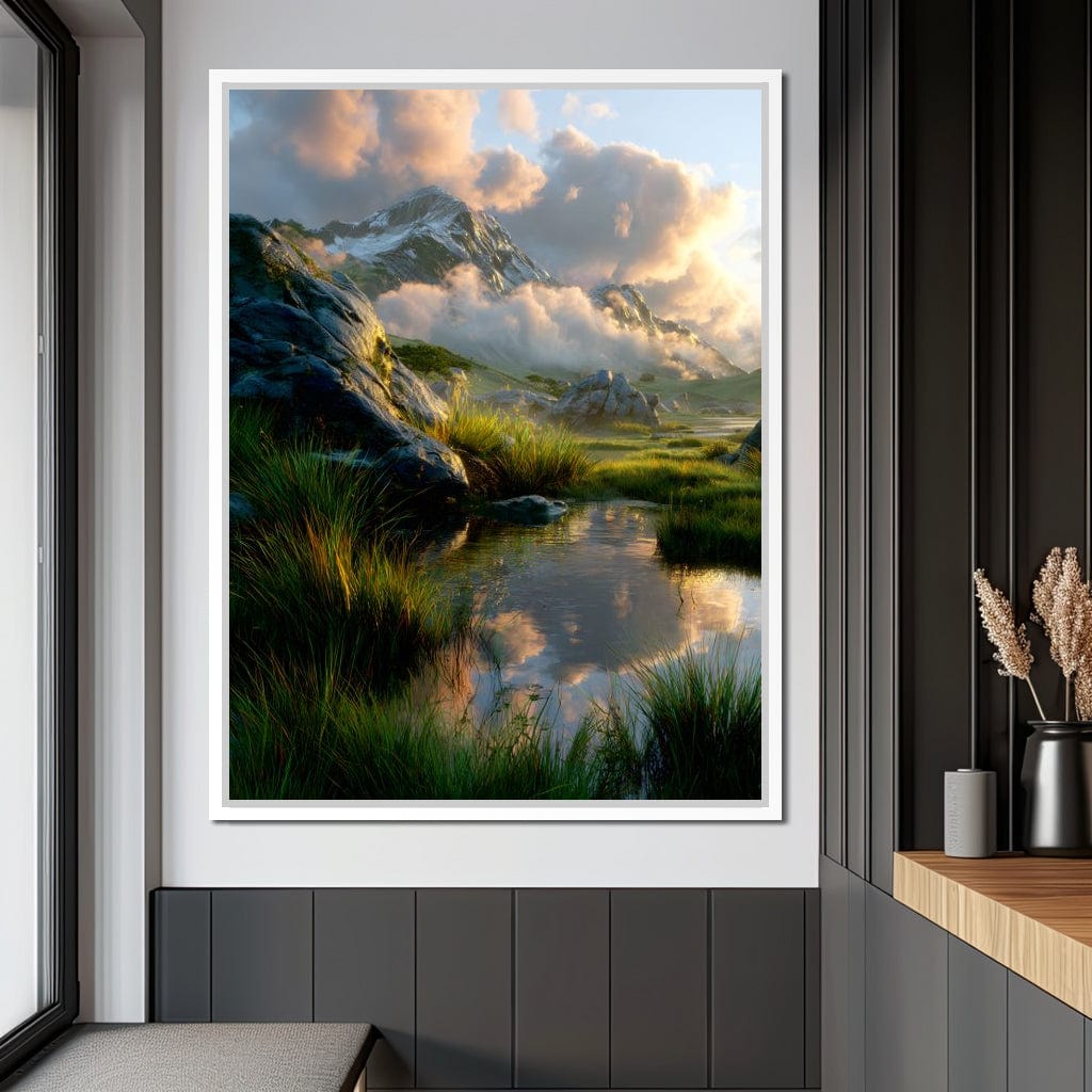 Sunlit Alpine Reflections Canvas Wall Art