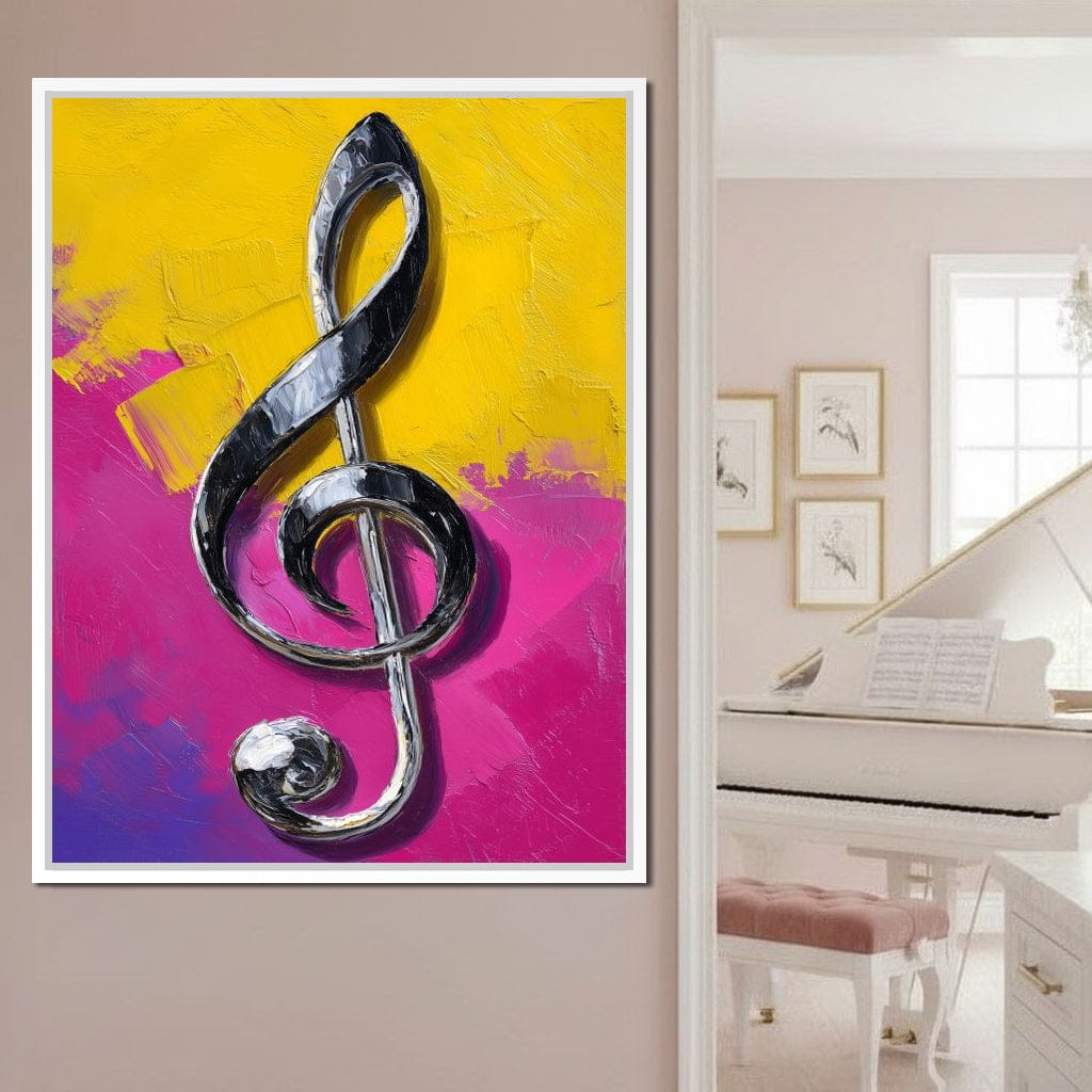 Electric Treble Clef Glow Canvas Wall Art