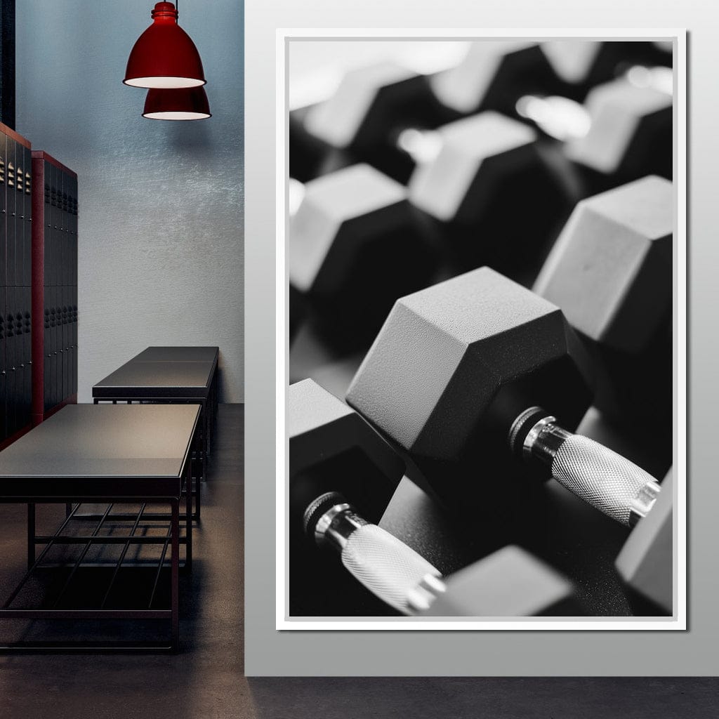 Monochrome Dumbbell Strength Canvas Wall Art