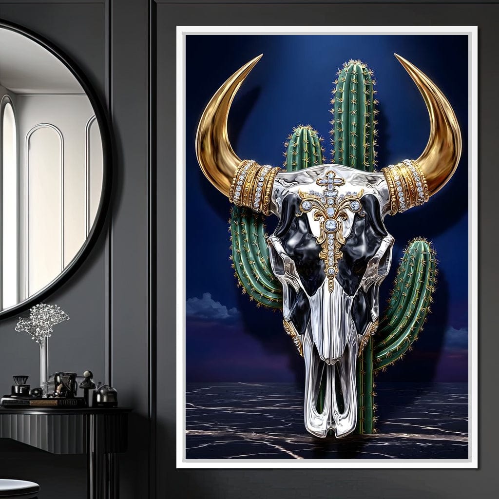 Golden Bull Skull Desert Luxe Canvas Wall Art